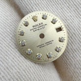 Rolex Oyster Perpetual Date Just Gold 10pt Diamond With Gold Border Dial 26mm